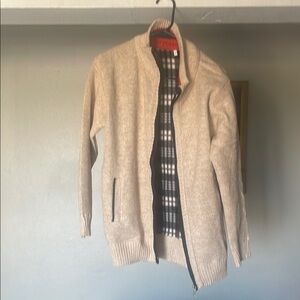 Men's Beige Sweater with Plaid Lining